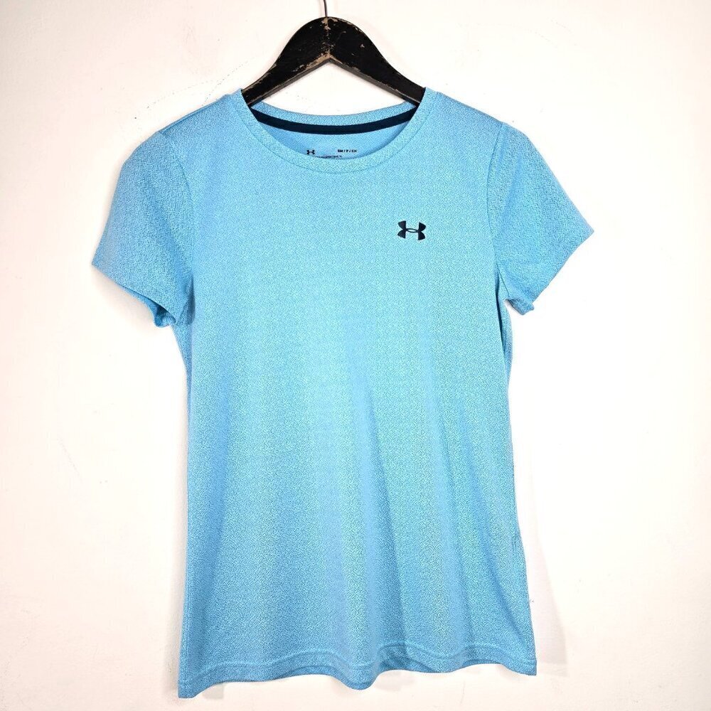 Under Armour Shirt Womens Loose Heatgear Blue Short Sleeve Top